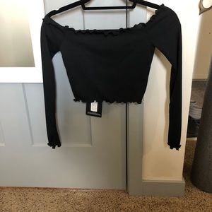 Off the shoulder black ripped top